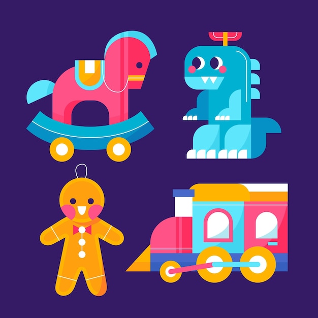 Free vector flat christmas toys collection