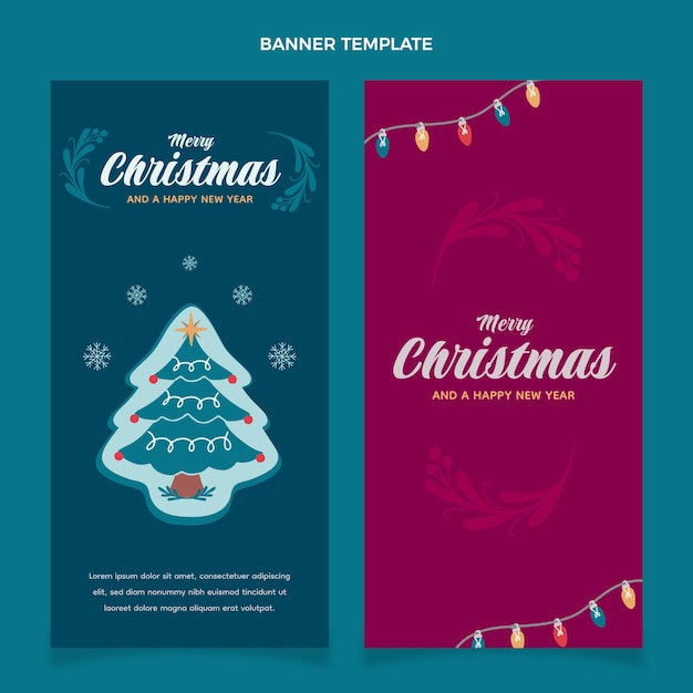 Flat christmas vertical banners set