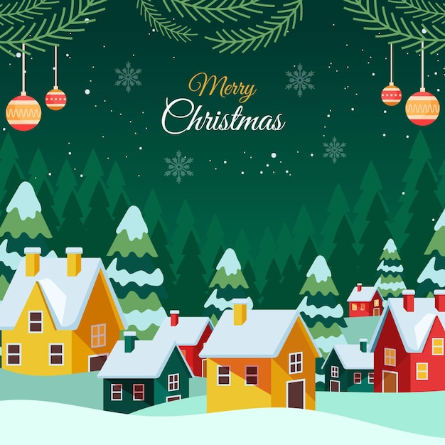 Free Vector flat christmas village illustration