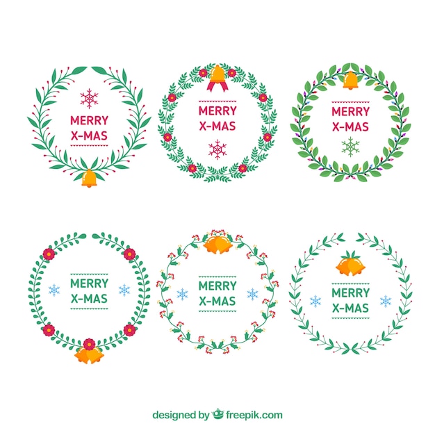 Free Vector flat christmas wreath collection