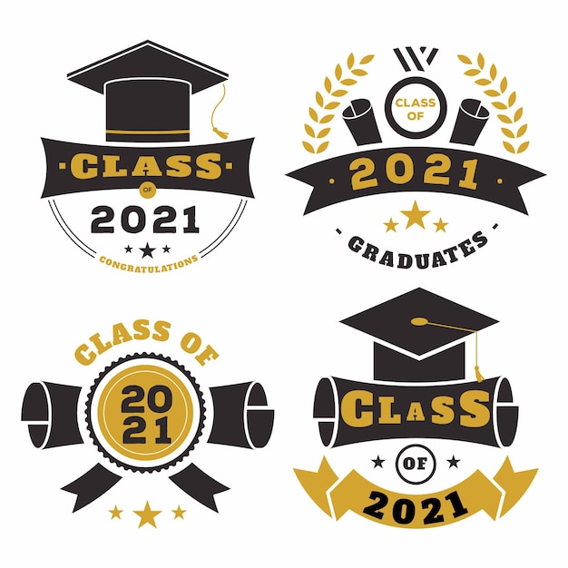 Free Vector flat class of 2021 badge collection