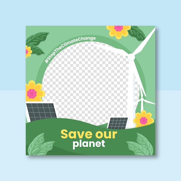 Free Vector flat climate change facebook frame for profile pic