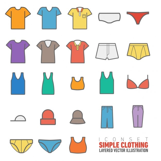 Free vector flat clothing icons collection