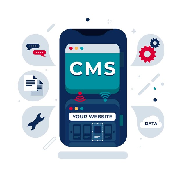 Flat cms concept illustration