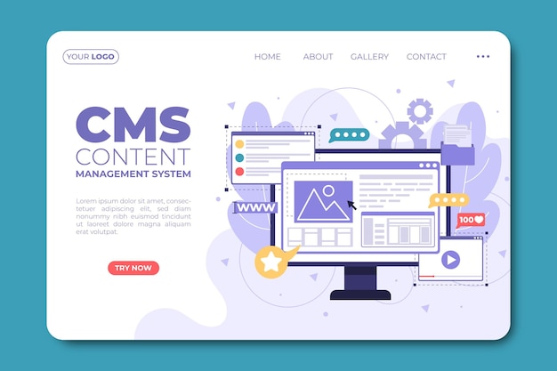 Free Vector flat cms content landing page