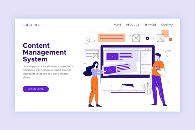 Free vector flat cms landing page template