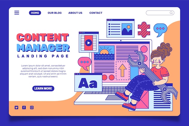 Free vector flat cms landing page