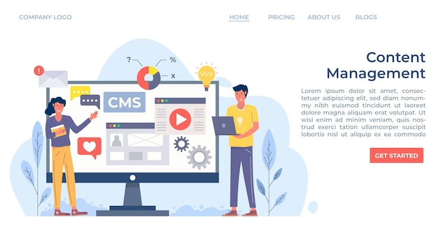 Free Vector flat cms landing page