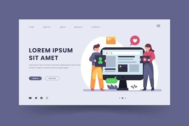 Free vector flat cms landing page