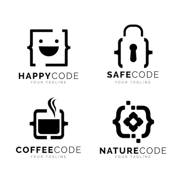 Flat code logo collection