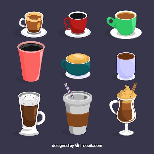 Free Vector flat coffee cup collection