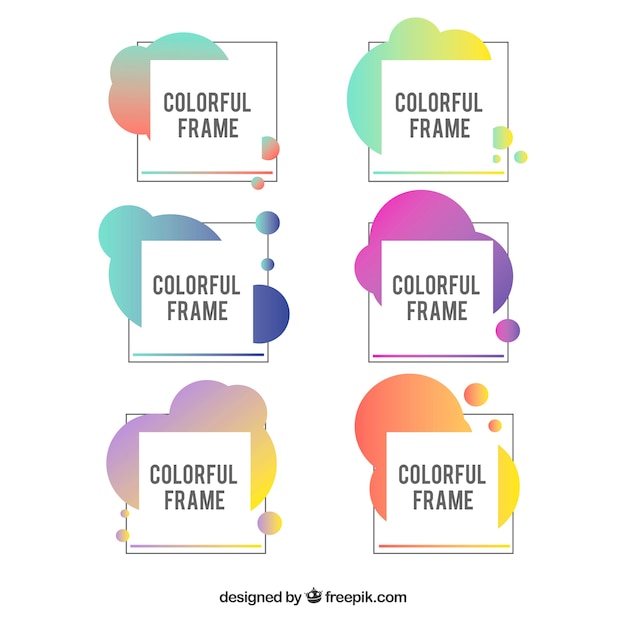 Flat colorful frame collection