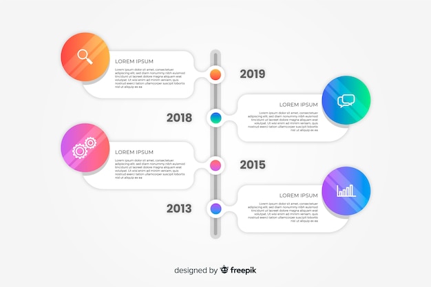 Free Vector flat colorful gradient timeline infographics