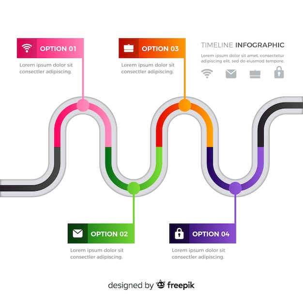 Free Vector flat colorful time line infographic