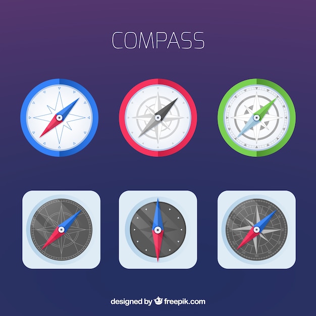 Free Vector flat compass set