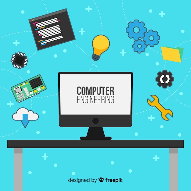 Free vector flat computer engineering concept