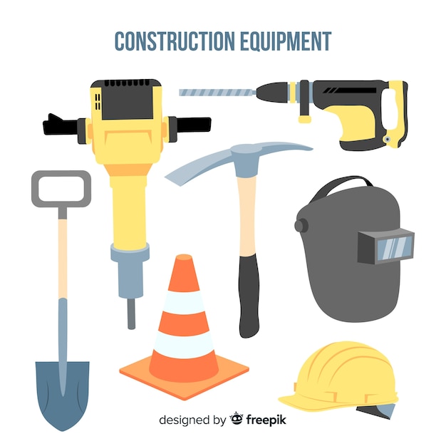 Free Vector flat construction equipment collection