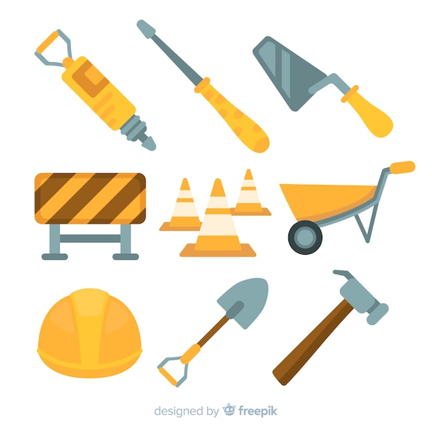 Free Vector flat construction equipment collection