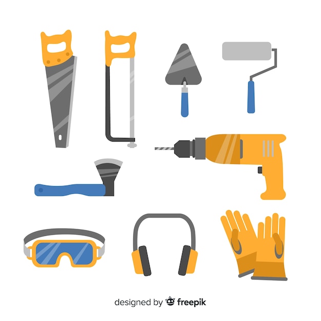 Free Vector flat construction equipment collection