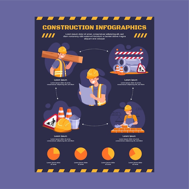 Free Vector flat construction infographic template