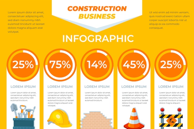 Free Vector flat construction infographic template