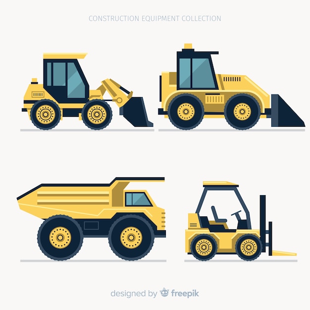 Free vector flat construction machines collection