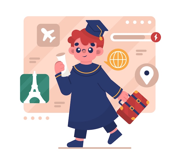 Flat design abroad illustration