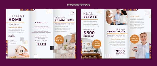 Flat design abstract geometric real estate brochure