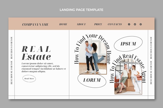 Free Vector flat design abstract geometric real estate landing page