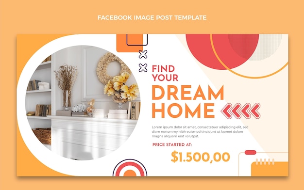 Free Vector flat design abstract real estate facebook post