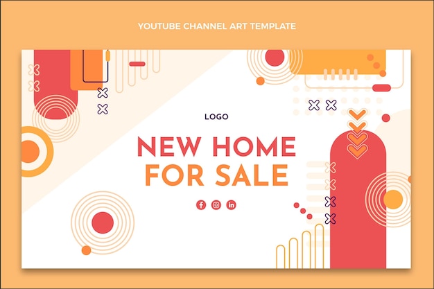 Free Vector flat design abstract real estate youtube channel art