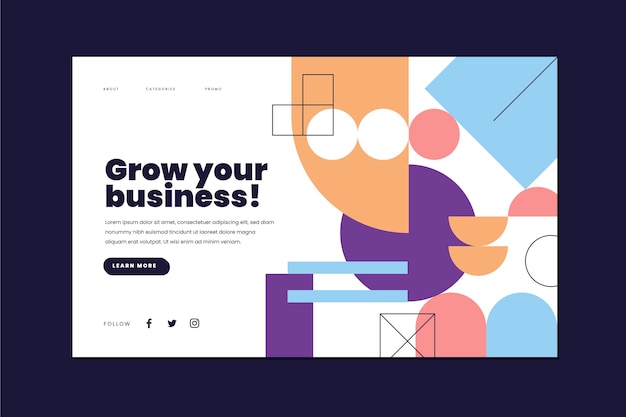 Flat design abstract shapes landing page template