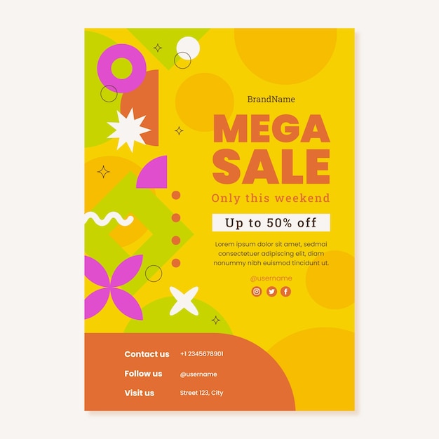 Flat design abstract shapes poster template