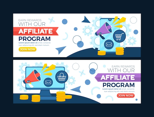 Free Vector flat design affiliate marketing horizontal banner