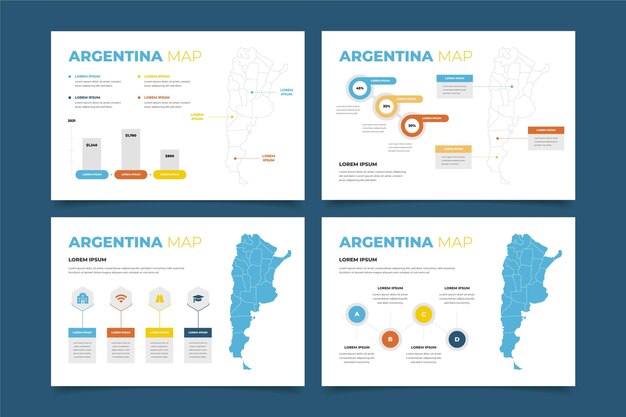 Flat design argentina map infographic