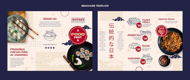 Free Vector flat design asian food brochure