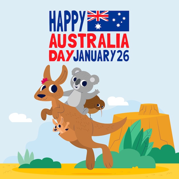 Flat design australia day concept