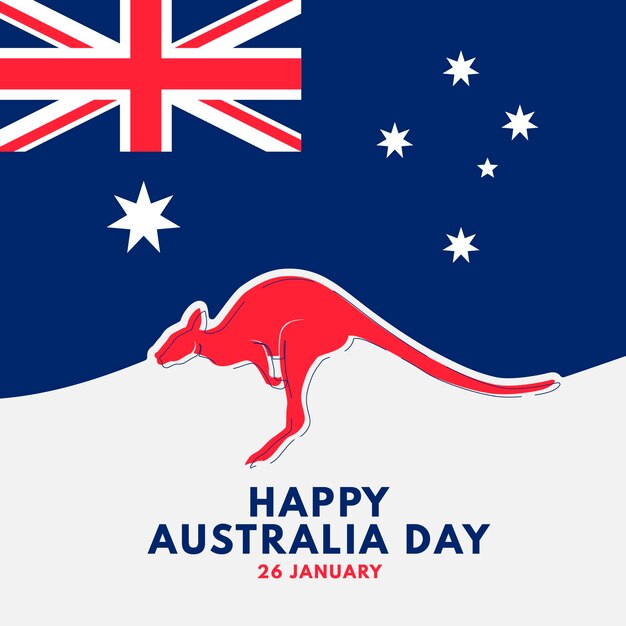 Flat design australia day kangaroo