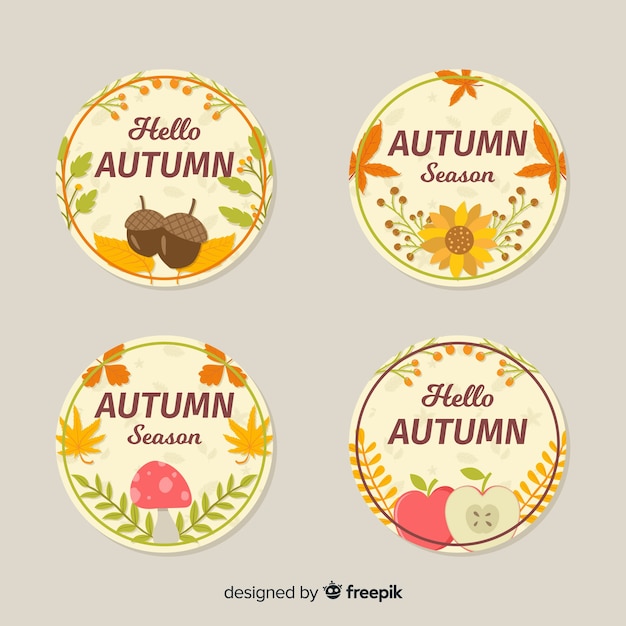 Flat design autumn badge collection