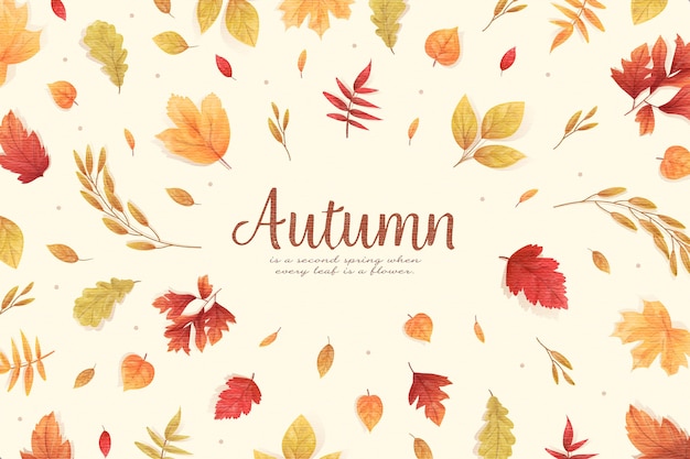 Flat design autumn leaves background