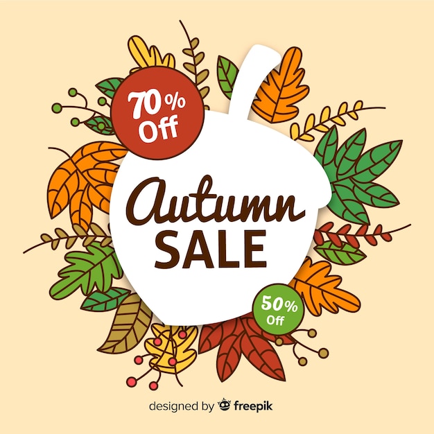 Free vector flat design autumn sale background