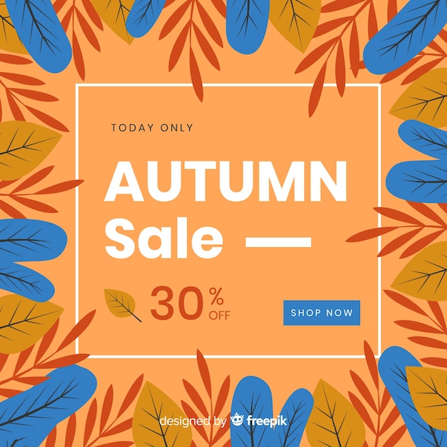 Flat design autumn sale background