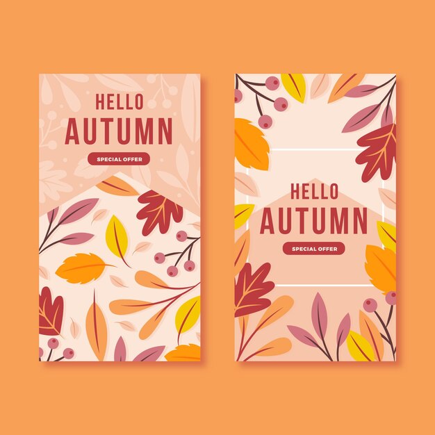 Flat design autumn sale banners template