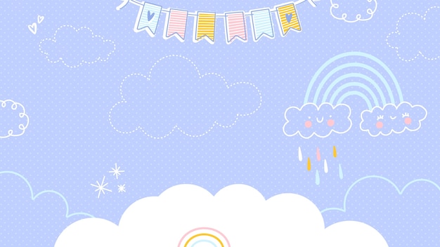 Free Vector flat design baby shower zoom background