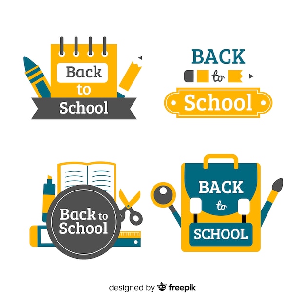 Free vector flat design back to school badge collection