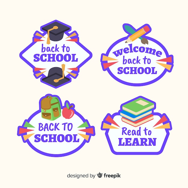 Free Vector flat design back to school badge collection