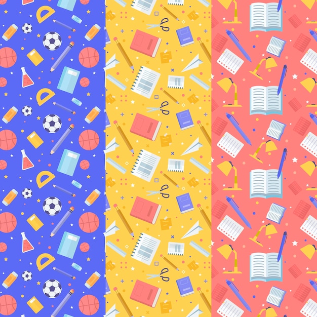 Free Vector flat design back to school patterns