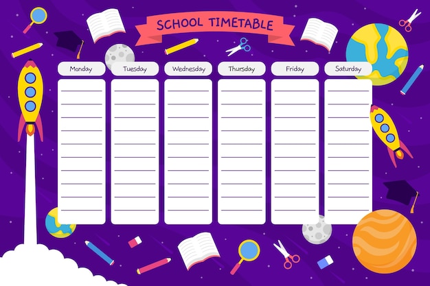 Flat design back to school timetable