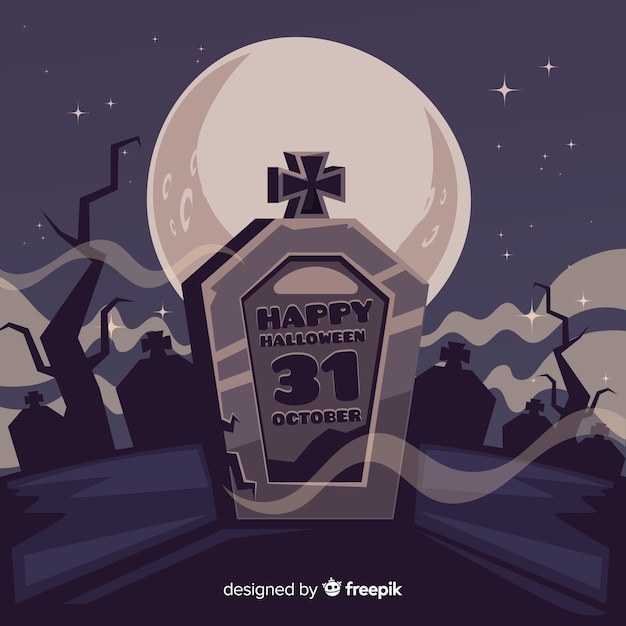 Free Vector flat design background for halloween