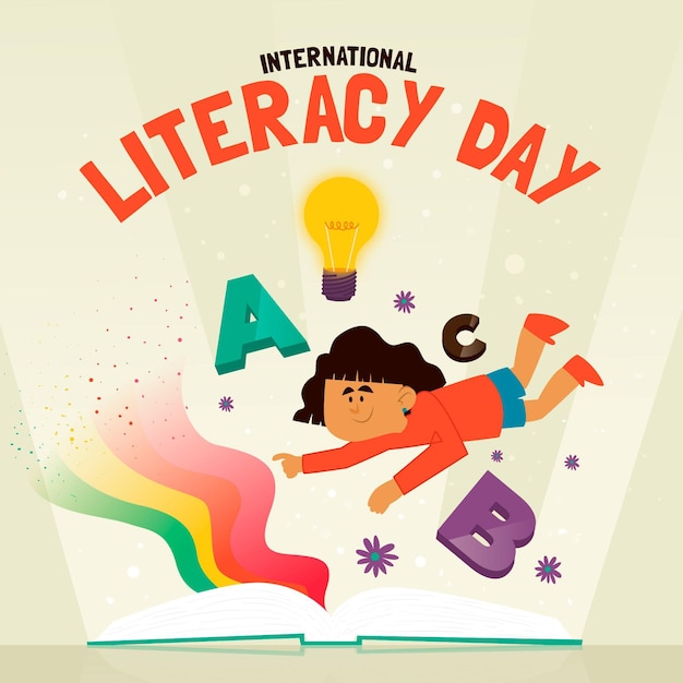 Free Vector flat design background international literacy day